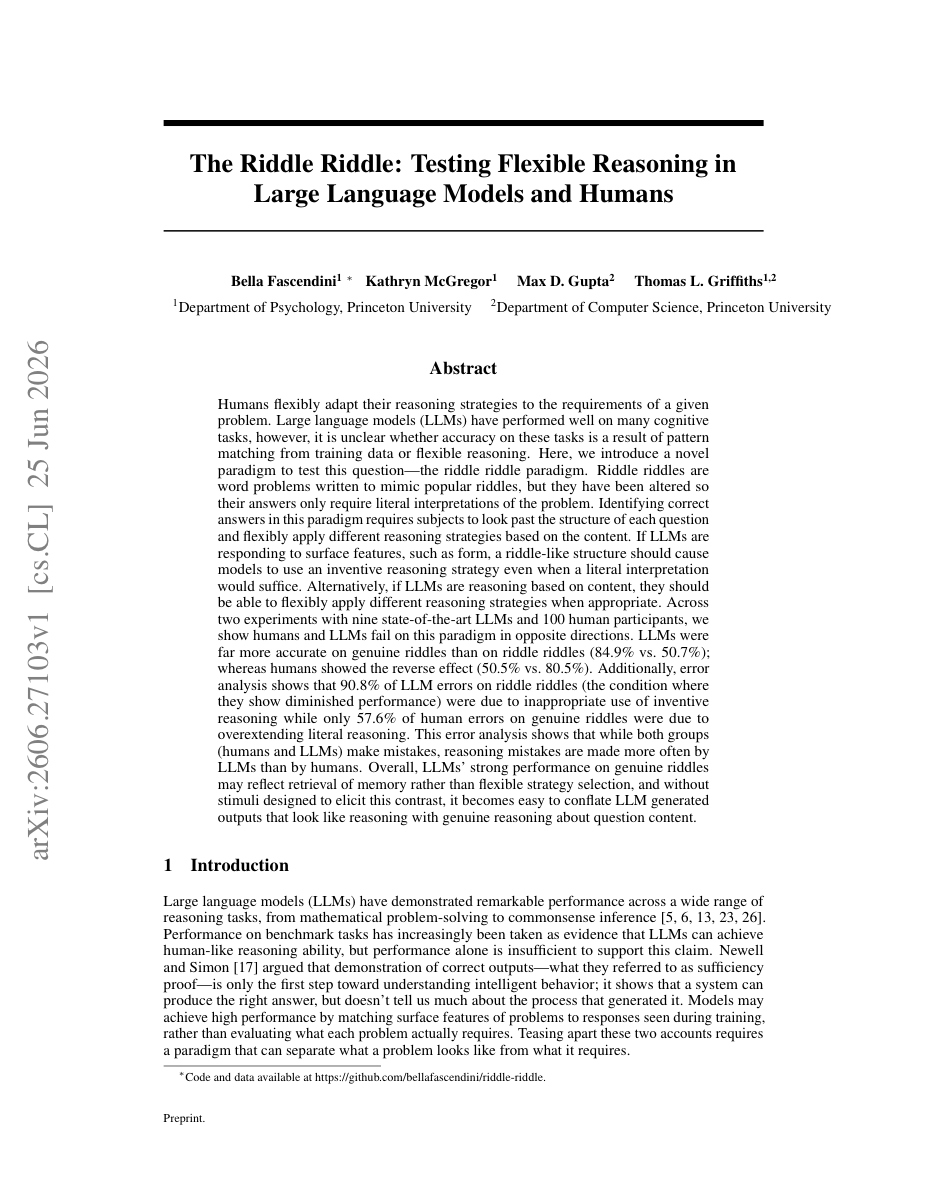 First page of the paper The Riddle Riddle